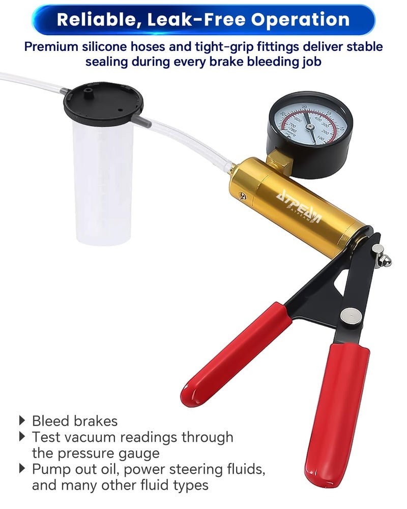 ATP 2 in 1 Brake Fluid Bleeder Oil Change Hand Held Vacuum Pump Tester Kit - Image 5